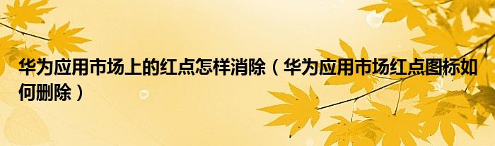 华为应用市场上的红点怎样消除（华为应用市场红点图标如何删除）