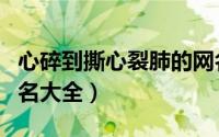 心碎到撕心裂肺的网名（心痛到撕心裂肺的网名大全）