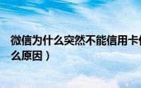 微信为什么突然不能信用卡付款（微信信用卡支付不了是什么原因）