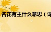 名花有主什么意思（词语名花有主什么意思）