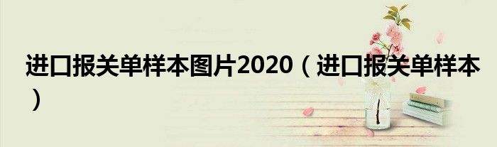 进口报关单样本图片2020（进口报关单样本）