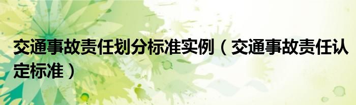 交通事故责任划分标准实例（交通事故责任认定标准）