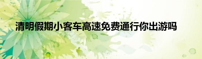 清明假期小客车高速免费通行你出游吗