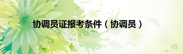 协调员证报考条件（协调员）