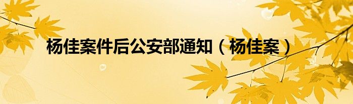 杨佳案件后公安部通知（杨佳案）