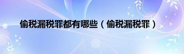 偷税漏税罪都有哪些（偷税漏税罪）