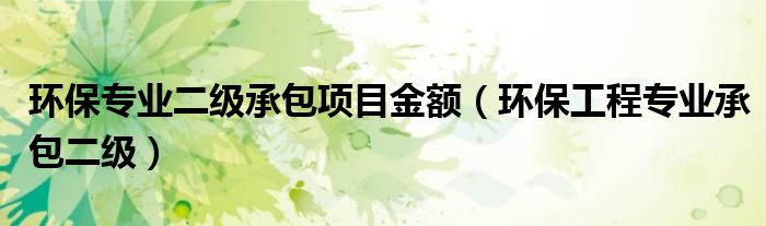 环保专业二级承包项目金额（环保工程专业承包二级）