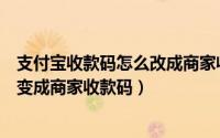 支付宝收款码怎么改成商家收款码（支付宝个人收款码怎么变成商家收款码）
