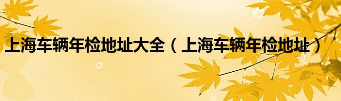 上海车辆年检地址大全（上海车辆年检地址）