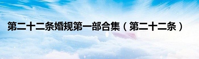 第二十二条婚规第一部合集（第二十二条）