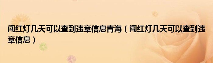 闯红灯几天可以查到违章信息青海（闯红灯几天可以查到违章信息）