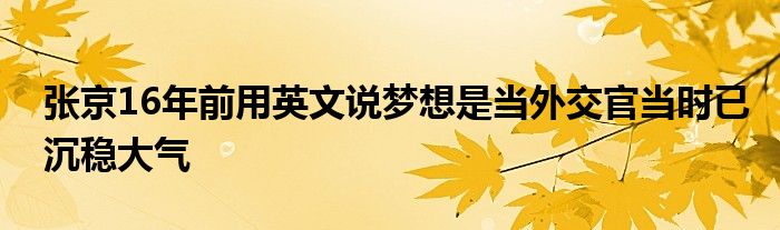 张京16年前用英文说梦想是当外交官当时已沉稳大气