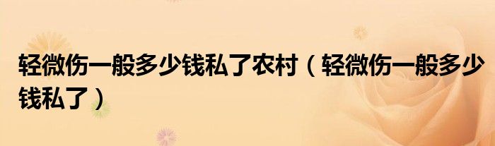 轻微伤一般多少钱私了农村（轻微伤一般多少钱私了）