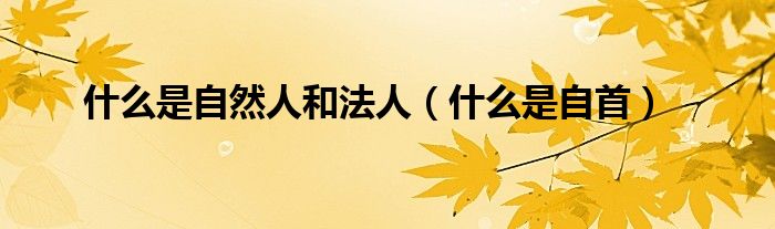 什么是自然人和法人（什么是自首）