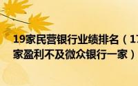 19家民营银行业绩排名（17家民营银行业绩分化明显：16家盈利不及微众银行一家）