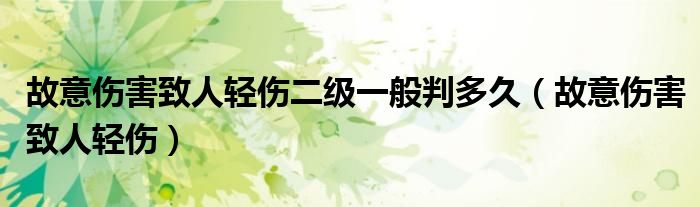 故意伤害致人轻伤二级一般判多久（故意伤害致人轻伤）