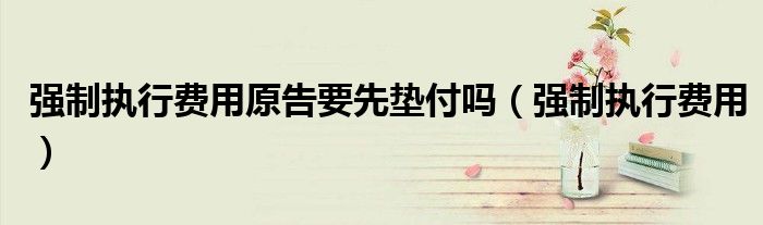 强制执行费用原告要先垫付吗（强制执行费用）
