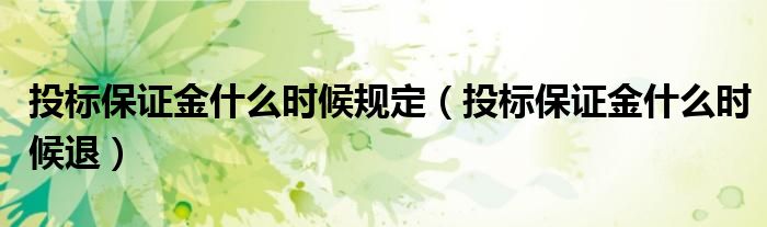 投标保证金什么时候规定（投标保证金什么时候退）