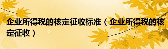 企业所得税的核定征收标准（企业所得税的核定征收）