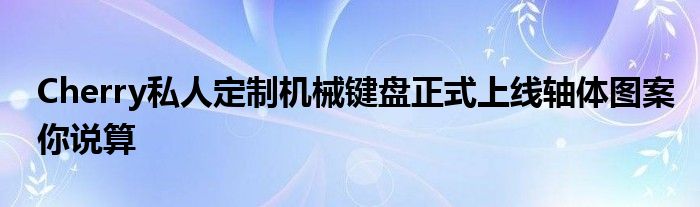 Cherry私人定制机械键盘正式上线轴体图案你说算