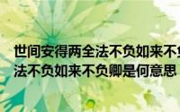 世间安得两全法不负如来不负卿是什么意思（世间安得两全法不负如来不负卿是何意思）