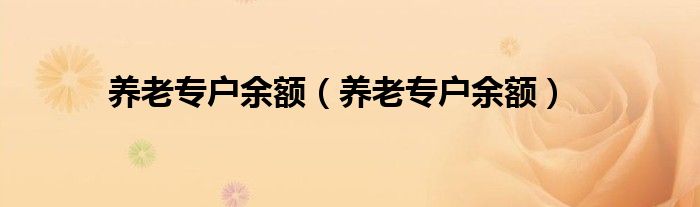 养老专户余额（养老专户余额）
