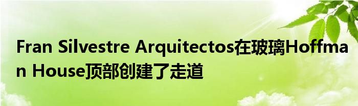 Fran Silvestre Arquitectos在玻璃Hoffman House顶部创建了走道