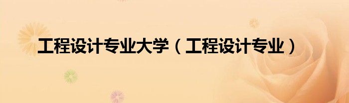 工程设计专业大学（工程设计专业）