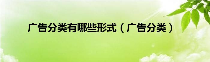 广告分类有哪些形式（广告分类）