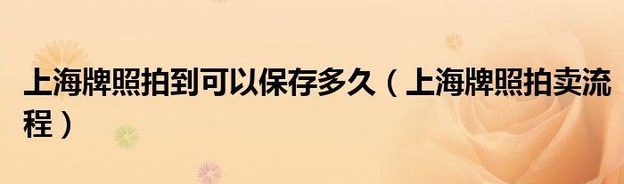 上海牌照拍到可以保存多久（上海牌照拍卖流程）