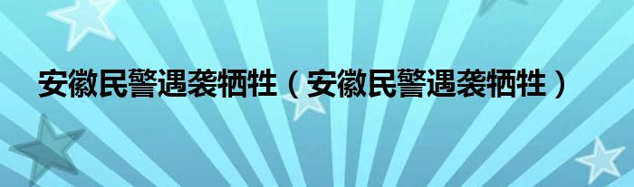 安徽民警遇袭牺牲（安徽民警遇袭牺牲）