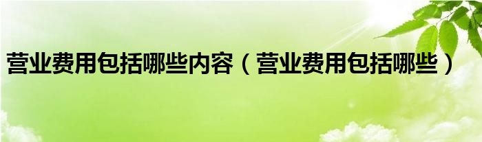 营业费用包括哪些内容（营业费用包括哪些）