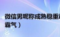 微信男昵称成熟稳重动漫（动漫微信名字男生霸气）