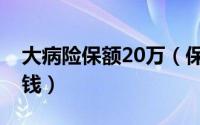 大病险保额20万（保额20万大病险一般多少钱）
