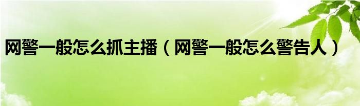 网警一般怎么抓主播（网警一般怎么警告人）