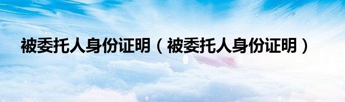 被委托人身份证明（被委托人身份证明）