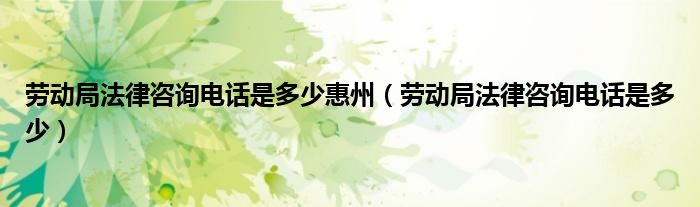 劳动局法律咨询电话是多少惠州（劳动局法律咨询电话是多少）