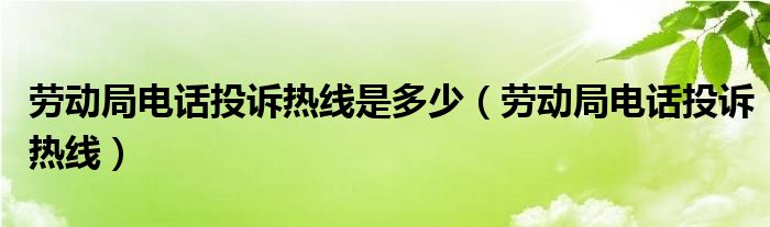 劳动局电话投诉热线是多少（劳动局电话投诉热线）