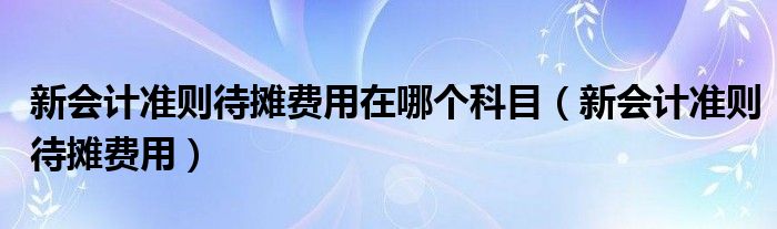 新会计准则待摊费用在哪个科目（新会计准则待摊费用）