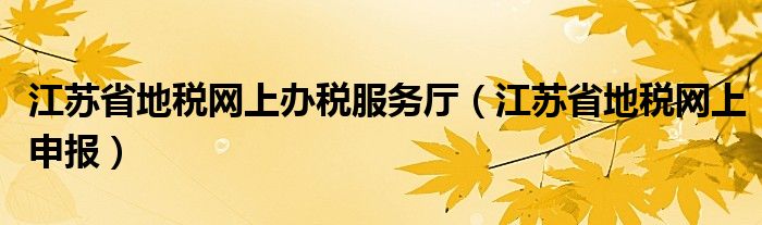 江苏省地税网上办税服务厅（江苏省地税网上申报）