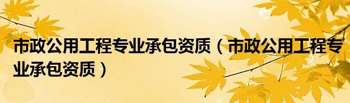 市政公用工程专业承包资质（市政公用工程专业承包资质）