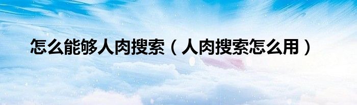 怎么能够人肉搜索（人肉搜索怎么用）