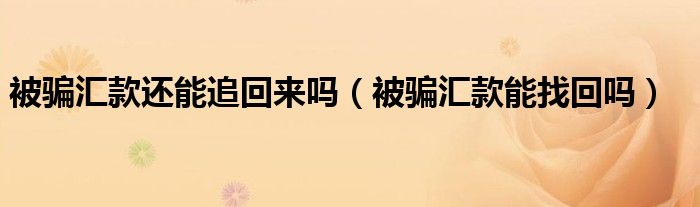被骗汇款还能追回来吗（被骗汇款能找回吗）