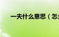 一夫什么意思（怎么理解一夫的意思）