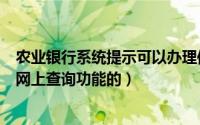 农业银行系统提示可以办理信用卡（农行信用卡是开通不了网上查询功能的）
