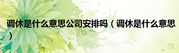 调休是什么意思公司安排吗（调休是什么意思）