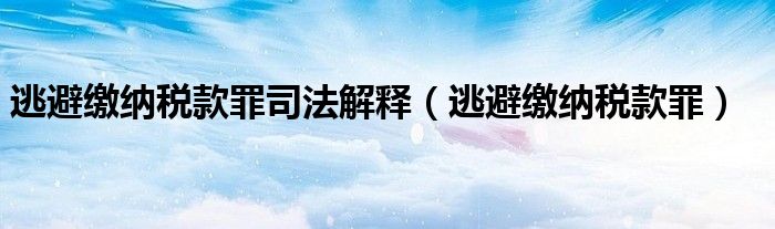逃避缴纳税款罪司法解释（逃避缴纳税款罪）
