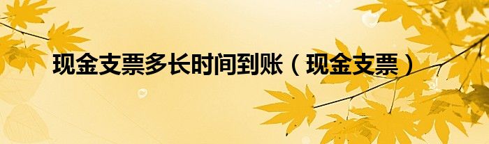 现金支票多长时间到账（现金支票）