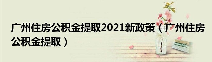 广州住房公积金提取2021新政策（广州住房公积金提取）
