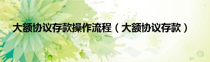 大额协议存款操作流程（大额协议存款）